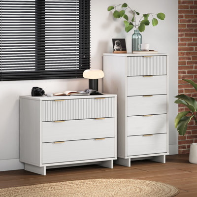 Granville 2-Piece Modern Solid Wood Bedroom Set with Dresser and Chest in White