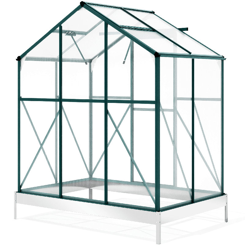 6 Ft W x 4 Ft D Greenhouse, Green