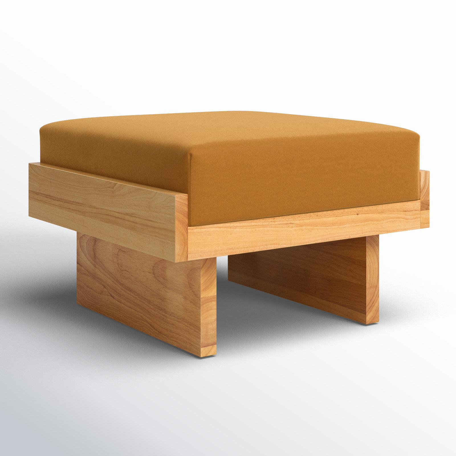 Robbie Upholstered Ottoman, Mustard Velvet