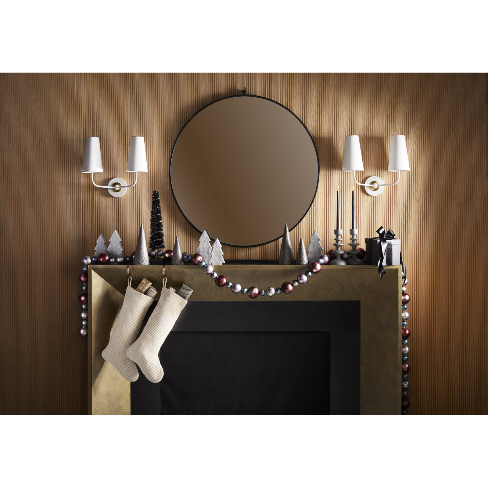 Tropez 2 Light Dimmable Armed Sconce, Aged Brass/White