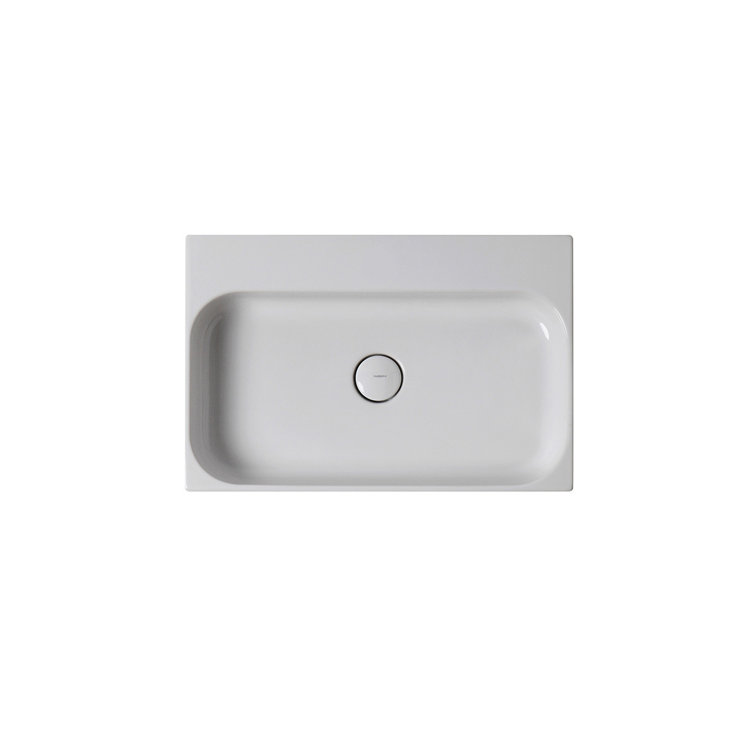 WS Bath Collections Unit 15.9'' Ceramic White Ceramic Rectangular Bathroom Sink with Overflow