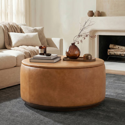 Herve Genuine Italian Leather Storage Ottoman