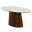 Ensemble de salle à manger Hayes de style milieu du siècle, comprenant une table ovale en pierre blanche frittée, 6 chaises de salle à manger rembourrées et un pied central en bois massif. Ensemble de cuisine 7 pièces.-2085388096
