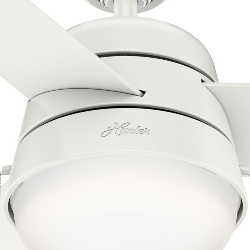 52" Aker 3 - Blade Indoor Standard Ceiling Fan with Pull Chain and Light Kit Included, Fresh White/Natural Wood