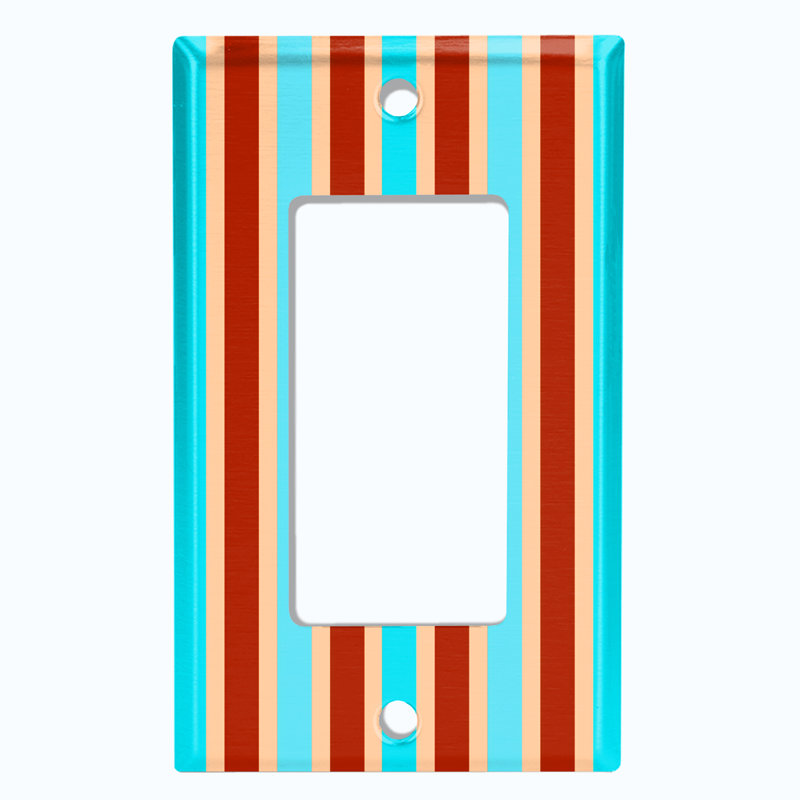 Patterned 1 - Gang Rocker Standard Wall Plate, Orange/Blue