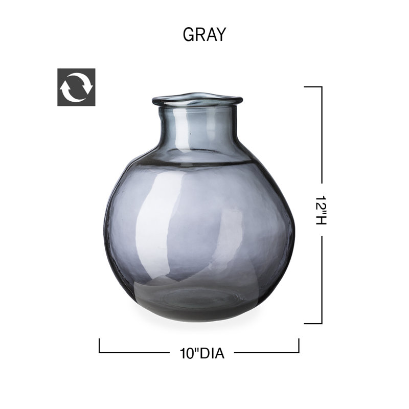 Zahrah Glass Table Vase, Gray