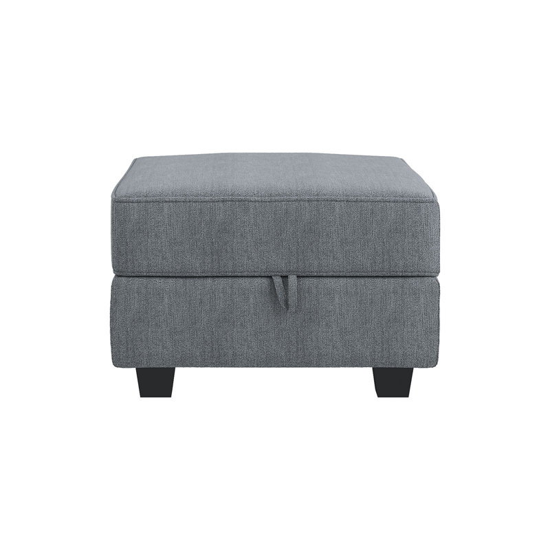 Manusite Upholstered Ottoman, Bluish Gray Polyester