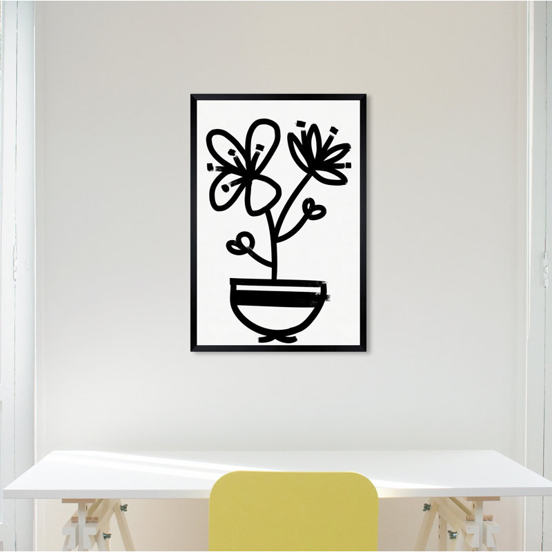 " Flowers In Bloom Floral And Botanical " Painting Print, Black Framed, 20" H x 30" W