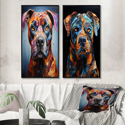 Boxer Boldness - ensemble de 2 impressions sur toile de chien