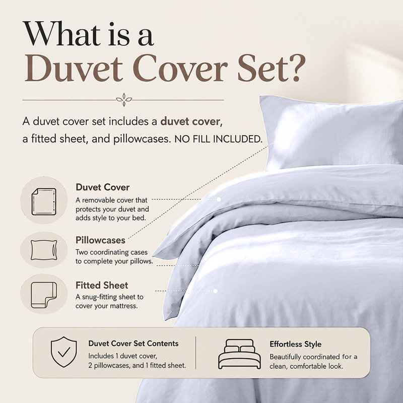 4-Piece Microfiber Duvet Cover Set – Pillowcases & Fitted Sheet, Single Duvet Cover  + 3 Additional Pieces, White