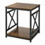 Table de bout, table d'appoint carrée à 2 niveaux avec tablettes de rangement ouvertes, table de chevet moderne avec structure en X en métal, canapé-lit en bois pour salon, chambre à coucher, bureau, dortoir