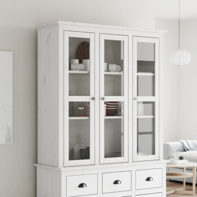 Cabinet with Glass Doors BODO Solid Wood Pine by Red Barrel Studio
