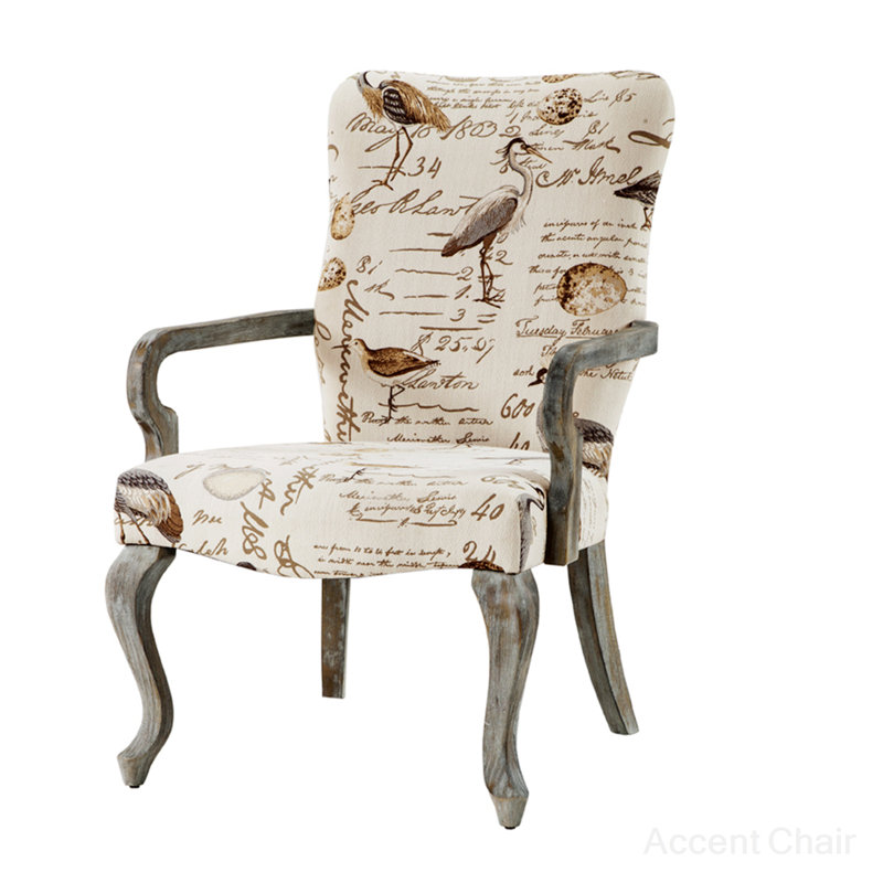 Handcrafted Ivory Microfiber Accent Chair with Birch Frame