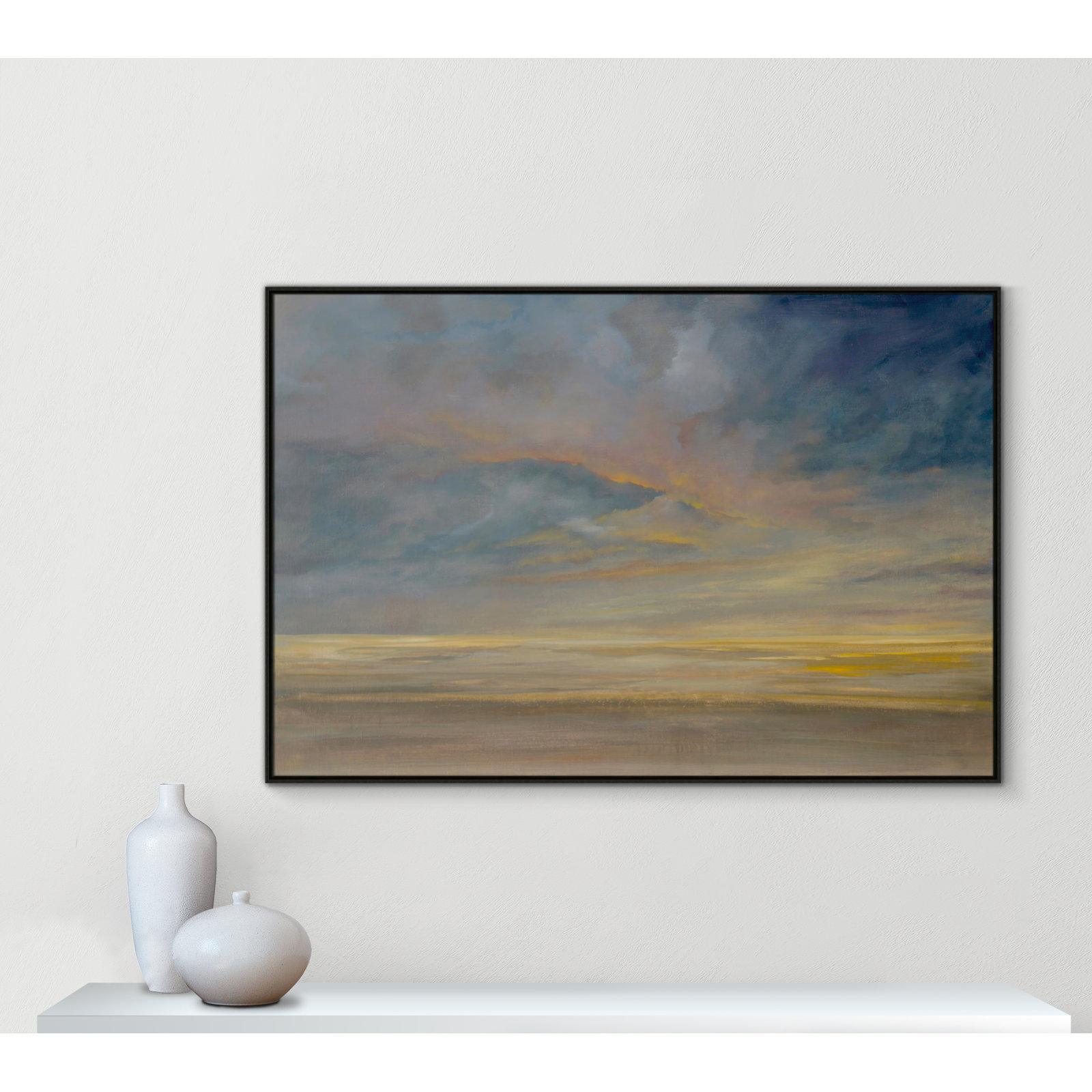 Saffi "Dawning Unrest" Painting, 41.5" H x 61.5" W, Black