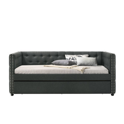 Romona Gray Fabric Daybed W/Trundle