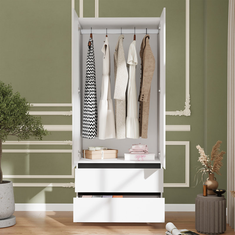 Armoire penderie 75 "avec 2 tiroirs