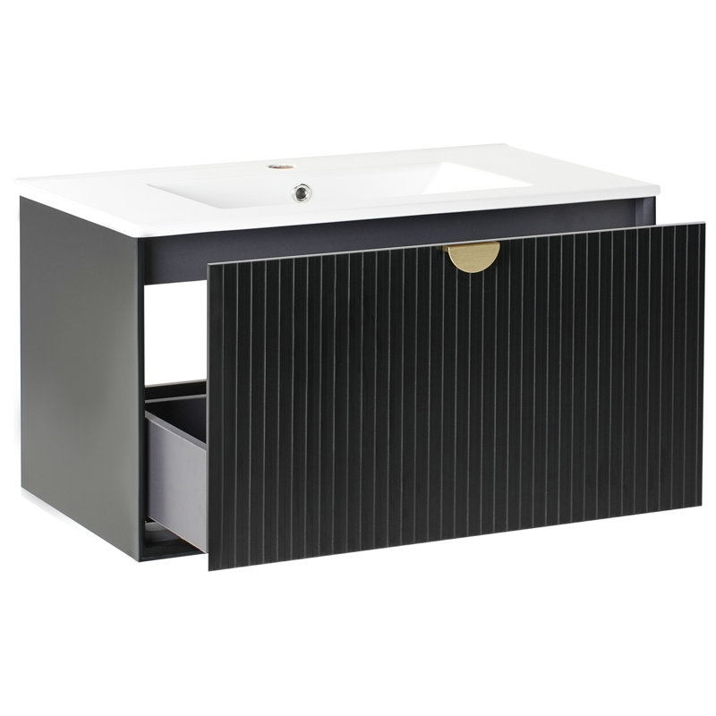 Cerstin 80.00mm Single Bathroom Vanity with Basin, Black