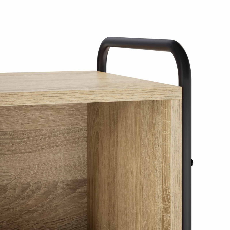 Galvanised Steel Bookcase, 80 cm H x 80 cm W x 33 cm D x, Sonoma Oak