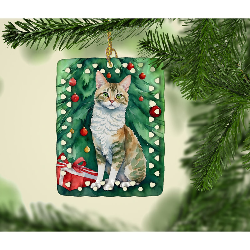 Ornement en porcelaine Oregon Rex, Chat Oregon Rex