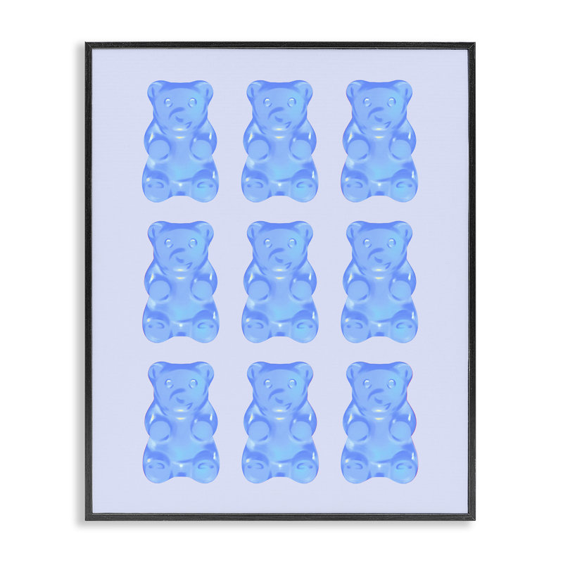  «Blue Candy Bears», estampe numérique de House of Lulu, H 20 po x l 16 po, Giclée encadrée noir minuit