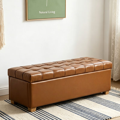 Banc de rangement en cuir 60 po