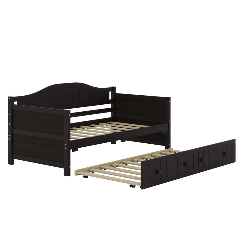 Multi-Functional Wooden Daybed with Trundle Bed, Espresso