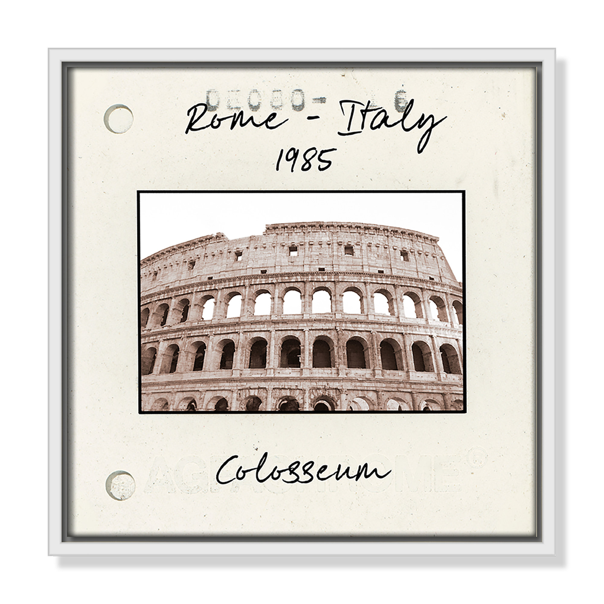 Rome, Italy - Colosseum Print by Natalie Carpentieri, 13.5" H x 13.5" W x 2" D, White Floater Framed Canvas