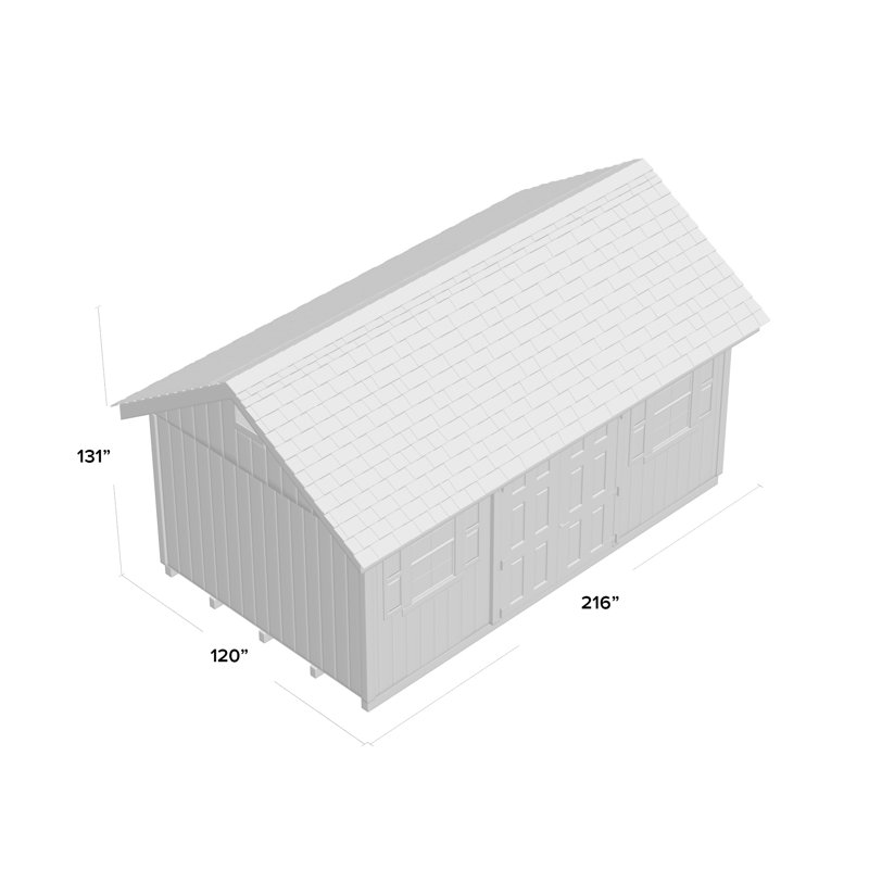10 ft. W x 18 ft. D Manufactured Wood Storage Shed, Without Floor