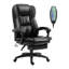 Fauteuil de bureau à haut dossier avec vibration à 6 points, 5 modes, fauteuil de direction, fauteuil pivotant en cuir PU avec dossier inclinable et repose-pieds rétractable, noir