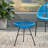 Tempered Glass Side Table With Blue Base, 17.52"W X 17.52"D 18.32"H, Stylish Outdoor Accessory Modern - Top & , Build