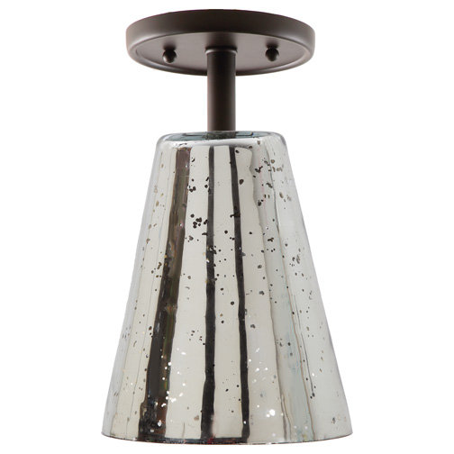 Baptiste Glass Semi Flush Mount, 12" H x 7.5" W, Oil Rubbed Bronze
