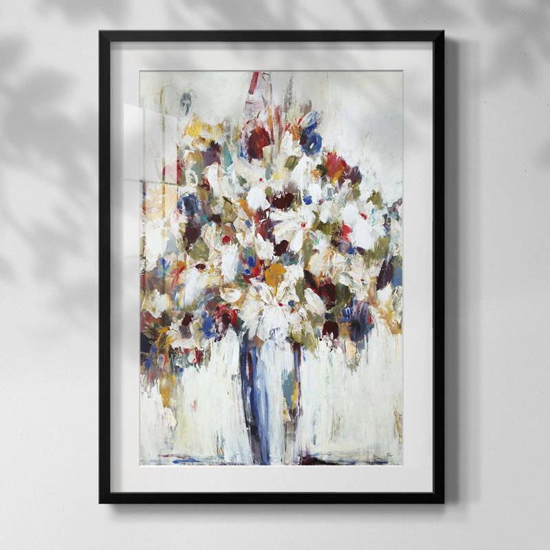 Red Ochre abstraite I - galerie tendue sur toile, Papier avec cadre noir, Blanc
