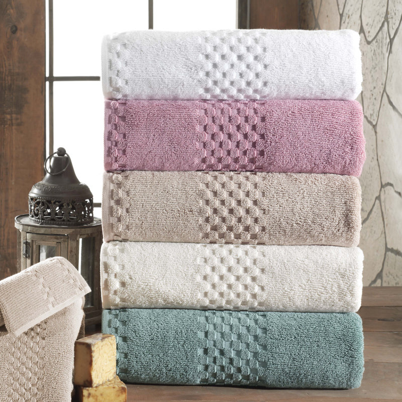 Yochman 100% Cotton Plush Jacquard Bath Sheet, Green