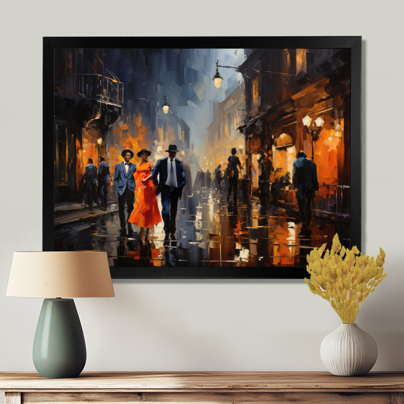 «Music In Harlems IV» - reproduction d'art sur toile, H 12 po x l 20 po x P 1 po, Cadre simple blanc