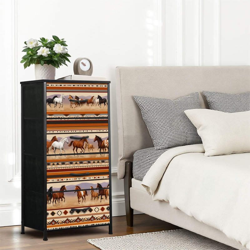 4 Drawer Dresser for Bedroom, Narrow Chest of Drawers, Wooden Top and Study Iron Frame 18"x37.5"-(WxH)