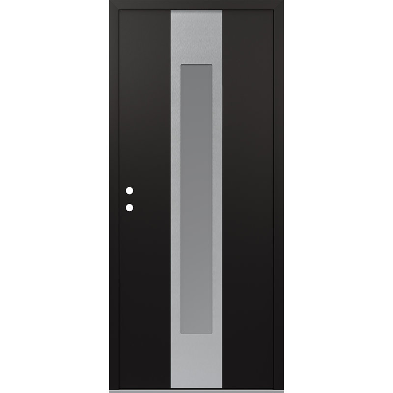 Porte d'entrée avant à panneau en acier argenté Diamond, Gelé, Noir / blanc