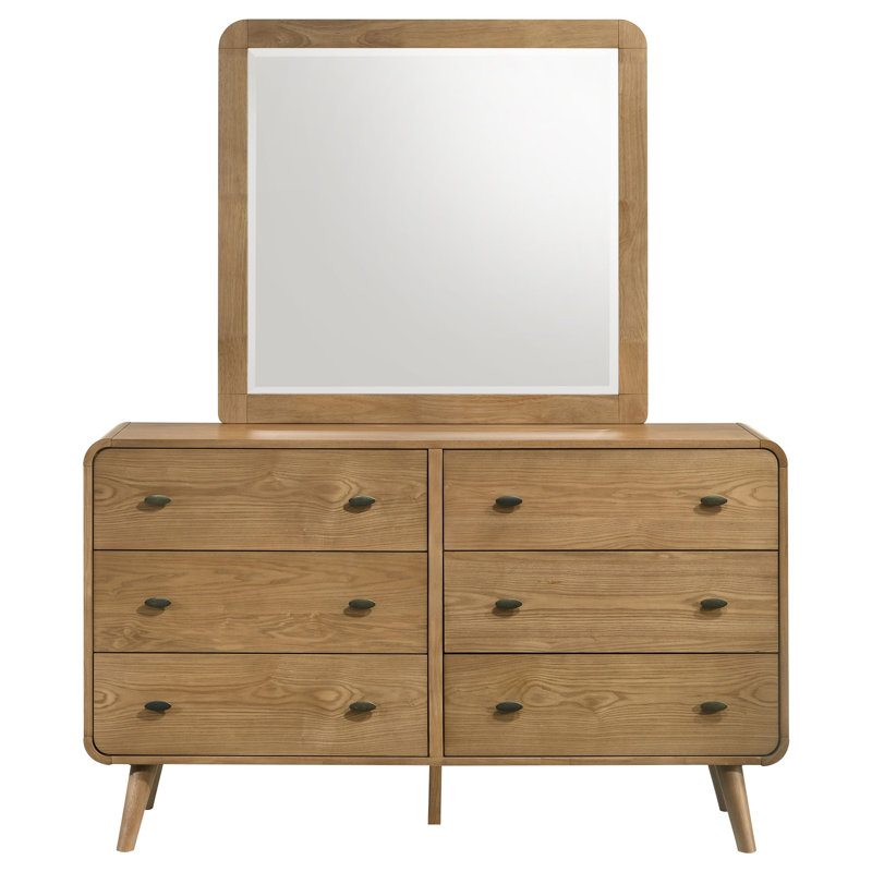 Graesen 6-drawer Bedroom Dresser and Mirror Light Ash