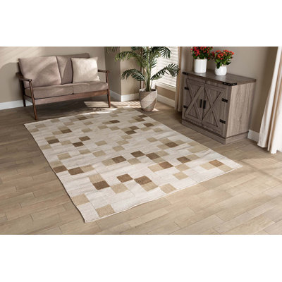 Tapis beige / brun tissé à la main Anant
