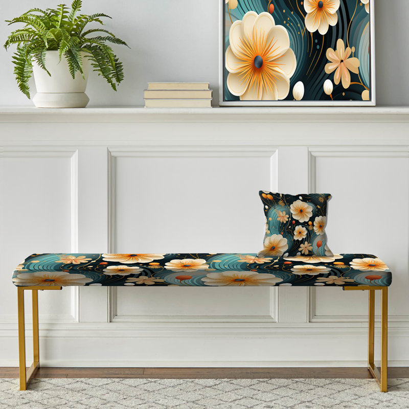 Motif botanique beige et bleu Dreamy