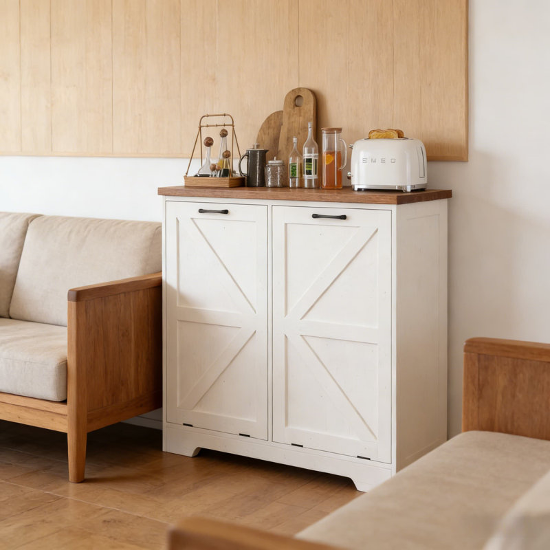 Armoire à poubelle inclinable avec rangement caché, conception à l'épreuve des chiens pour l'organisation de la cuisine, de la salle de bain et de la salle de lavage