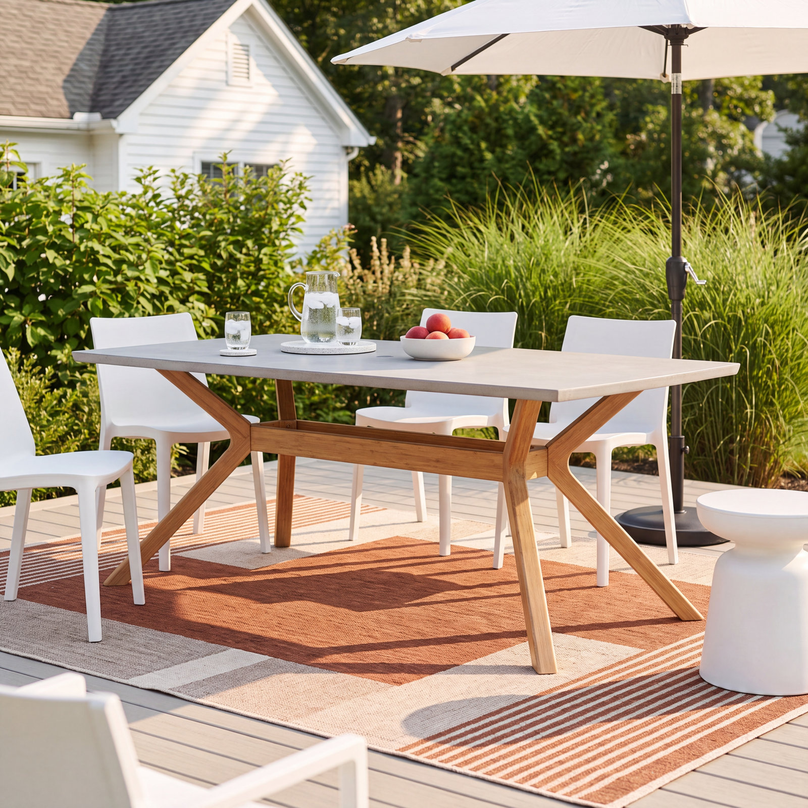 Amira Teak Patio Dining Table, 29.5" H x 87" W x 40" D
