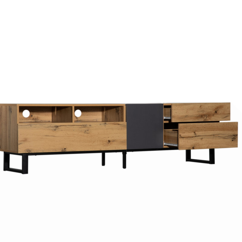TV Stand  80'' TV With Double Storage Space, Media Console Table, Entertainment Center With Drop Down Door  , , Home Theatre