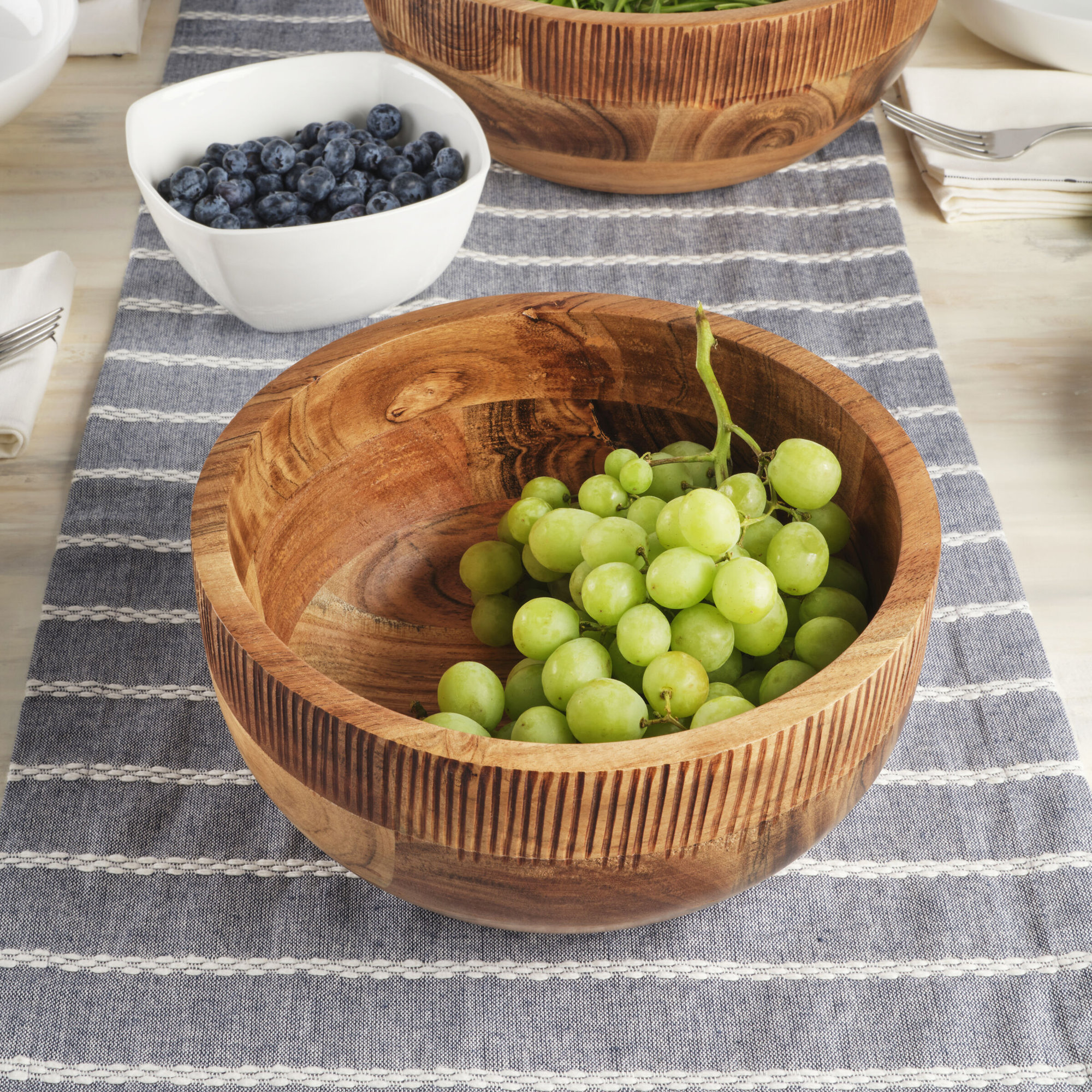 Fitz and Floyd Natural Wood Large Serve Bowl