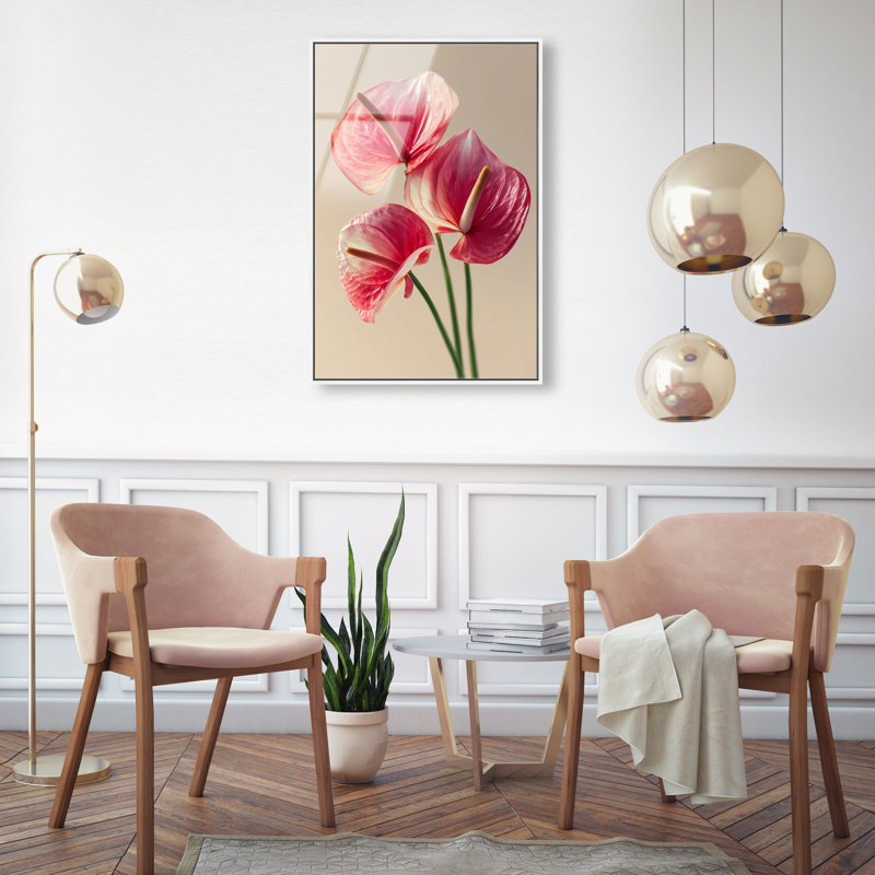 Crimson Silk Veins I Print, 21"H x 31"W, White Floater Frame