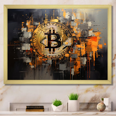 Gold And Grey Bitcoin Crypto Currency - Fashion Bitcoin Wall Art