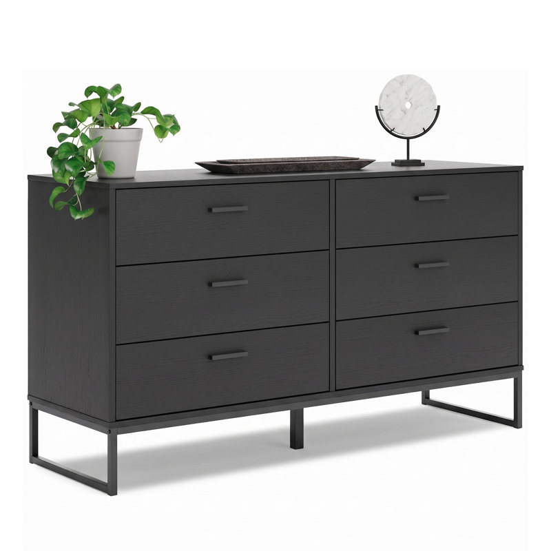 Commode double 6 tiroirs l 59,02 po Bosnjak, Noir