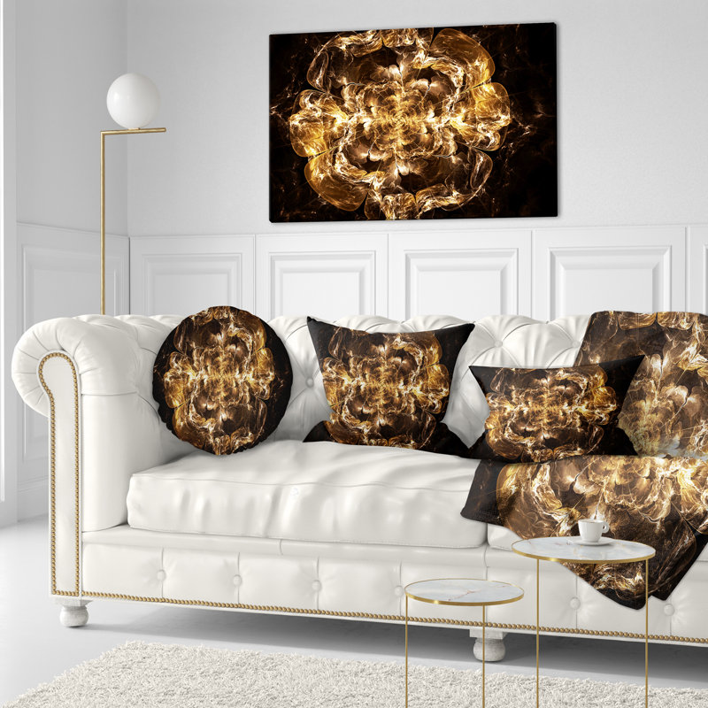 Coussin lombaire floral fractal explosion, Jaune