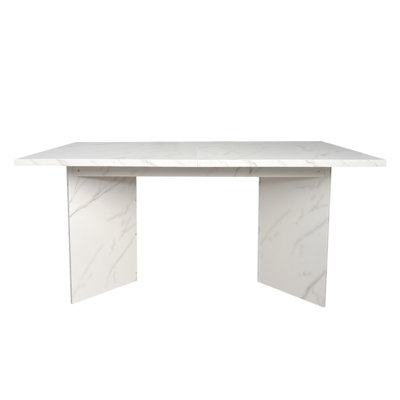 Extendable Dining Room Table for 6 8 10, Modern Faux Marble Wooden Long Large Rectangular Expanding Conference Kitchen Table