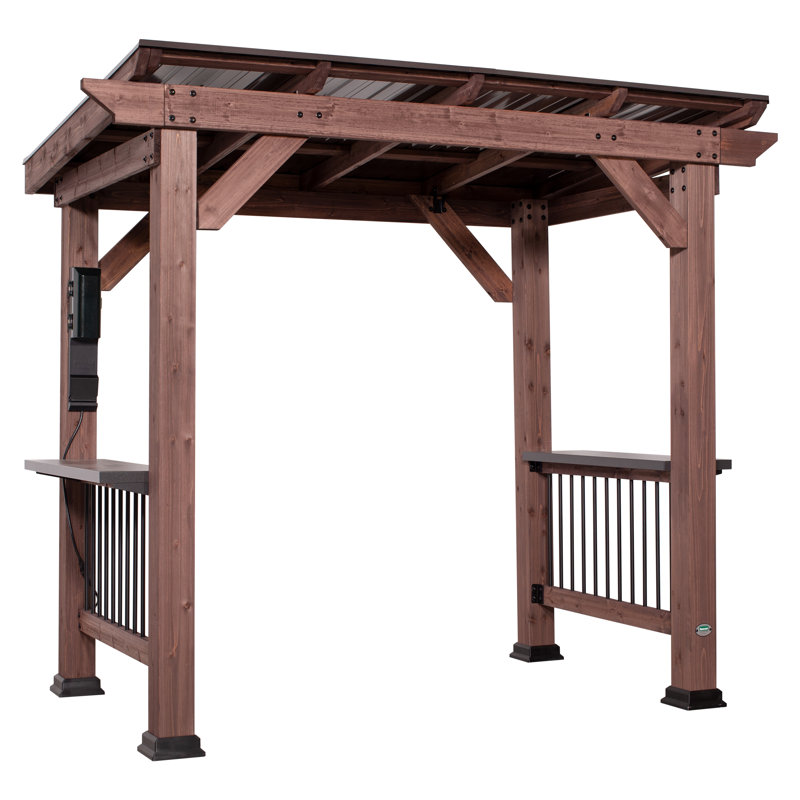 Walnut Cedar Grill Gazebo with Insulated Steel Roof