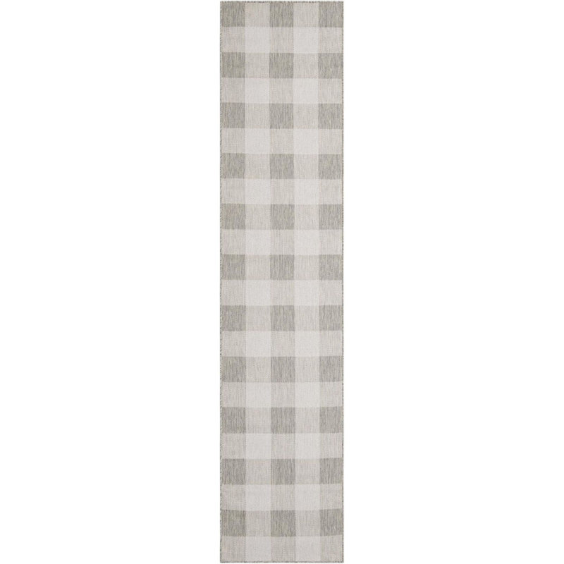 Tapis intérieur / extérieur gris Borland, Tapis de couloir 2 pi 7 po x 12 pi